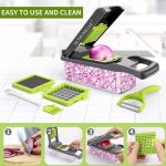 16-in-1 Multifunctional Vegetable Chopper & Mandoline Slicer – Professional Kitchen Food Cutter with Stainless Steel Blades, Storage Container & Handguard