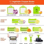16-in-1 Multifunctional Vegetable Chopper & Mandoline Slicer – Professional Kitchen Food Cutter with Stainless Steel Blades, Storage Container & Handguard