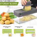 16-in-1 Multifunctional Vegetable Chopper & Mandoline Slicer – Professional Kitchen Food Cutter with Stainless Steel Blades, Storage Container & Handguard