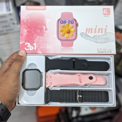 KW68 Mini ladies Smartwatch with Bluetooth Call & 3 Straps -