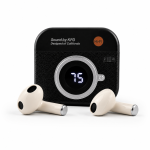 Q86 Retro Camera Design True Wireless Earbuds – Bluetooth 5.4 TWS with Leather Texture, Digital LED Display, Low Latency Gaming & ENC Noise Reduction