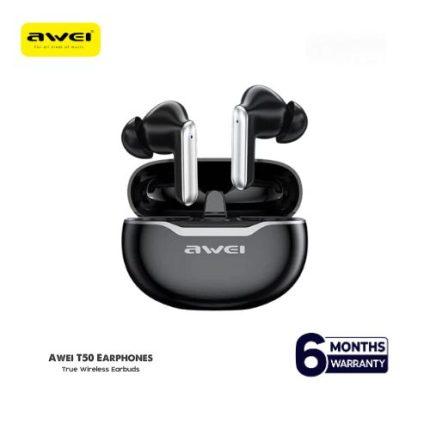 Awei T50 True Wireless Earbuds – Bluetooth 5.3 TWS with 13mm Drivers, 4-Mic ENC Noise Cancellation, IPX6 Waterproof & 25H Battery