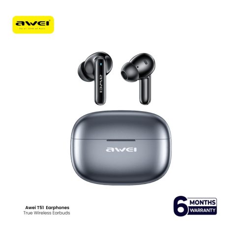 Awei T51 True Wireless Earbuds – Bluetooth 5.4 TWS with 10mm Drivers, ENC Noise Cancelling Mic, IPX6 Waterproof & 300mAh Case