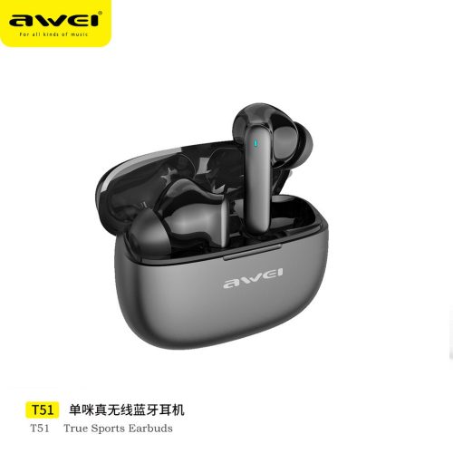Awei T51 True Wireless Earbuds – Bluetooth 5.4 TWS with 10mm Drivers, ENC Noise Cancelling Mic, IPX6 Waterproof & 300mAh Case
