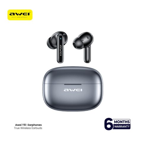 Awei T51 True Wireless Earbuds – Bluetooth 5.4 TWS with 10mm Drivers, ENC Noise Cancelling Mic, IPX6 Waterproof & 300mAh Case