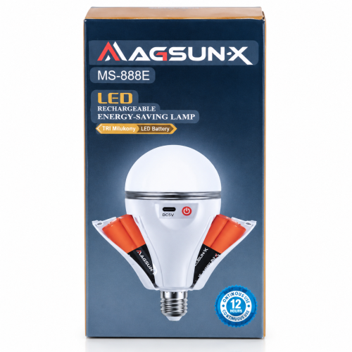 MAGSUN-X 30W LED Rechargeable AC/DC Energy-Saving Bulb – 3500 Lumens Cool Daylight Emergency Light with High-Capacity Lithium Battery Pack