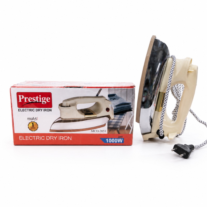 Prestige Heavy Body Dry Iron 1000W – Fast Heating Non-Stick Soleplate Press for Smooth, Wrinkle-Free & Effortless Daily Clothing Ironing