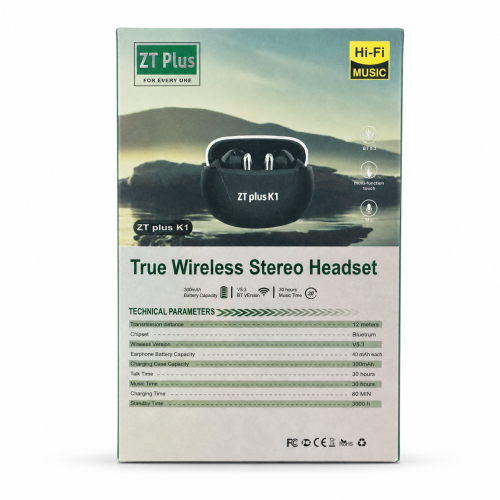 ZT Plus K1 True Wireless Stereo Earbuds – Bluetooth 5.3 TWS with Bluetrum Chipset, 300mAh Charging Case & 30H Total Playtime