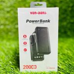 VEN-DENS VD-PB059 20000mAh Power Bank – Portable Charger with Built-in Type-C, Micro & Lightning Cables, LED Indicator & Flight-Friendly Design
