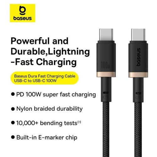 Baseus Dura USB-C to USB-C 100W Charging Cable (1m).