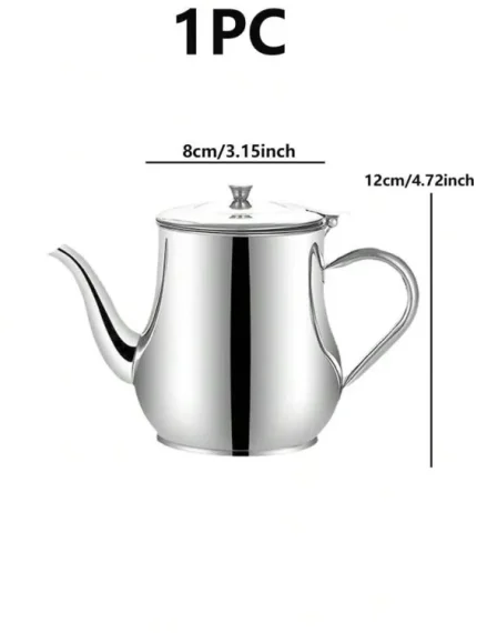Stainless Steel Oil Strainer Pot & Container 410ml – Anti-Leakage Cooking Oil Dispenser Jug with Fine Mesh Filter for Kitchen & Home