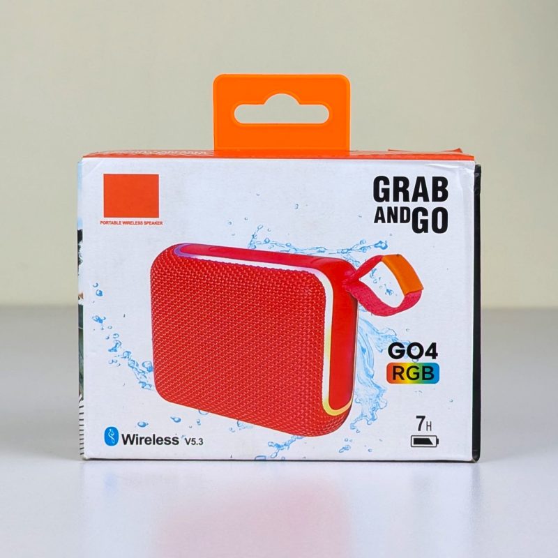 GRAB & GO 4 Portable Wireless Bluetooth Speaker – IPX7 Waterproof, RGB Light Effect, Bluetooth 5.3, 7H Battery Life & Compact Outdoor Speaker with Handy Strap