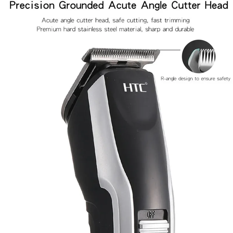Original HTC AT-538 Rechargeable Hair & Beard Trimmer for Men | Cordless Grooming Kit with 4 Guide Combs