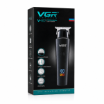 VGR V-937 Professional Cordless Hair & Beard Trimmer for Men – 500 Min Runtime, 2000mAh Battery, Smart LCD Display, Type-C & Zero Gap Stainless Steel Blade (Black)