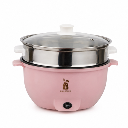 RUNBAISN 5.2L Electric Multi-Cooker & Hot Pot – Non-Stick Portable Electric Cooker with Steamer Tray, 2 Heating Modes for Rice, Noodles, Soup & Daily Cooking