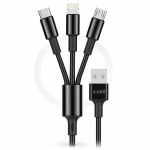 X.Cell High-Performance 3-in-1 Multi Charging Cable – 1.2M Charging Cord with USB-C, Lightning & Micro-USB Connectors for Universal Smartphones