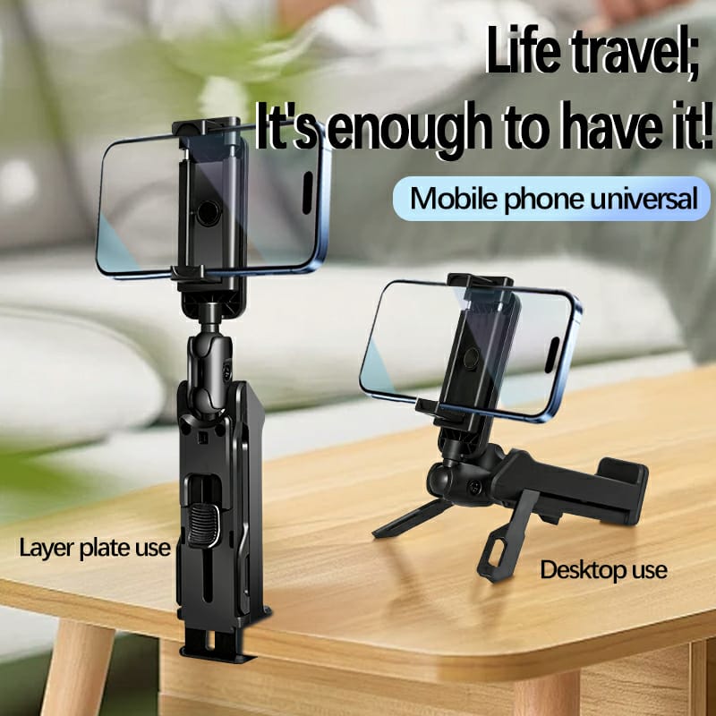 Multifunctional Portable Phone Holder & Tripod – 3-in-1 Versatile Desktop Stand & Table Clamp Mount with 360° Adjustable Rotation for Travel, Live Streaming & Vlogging