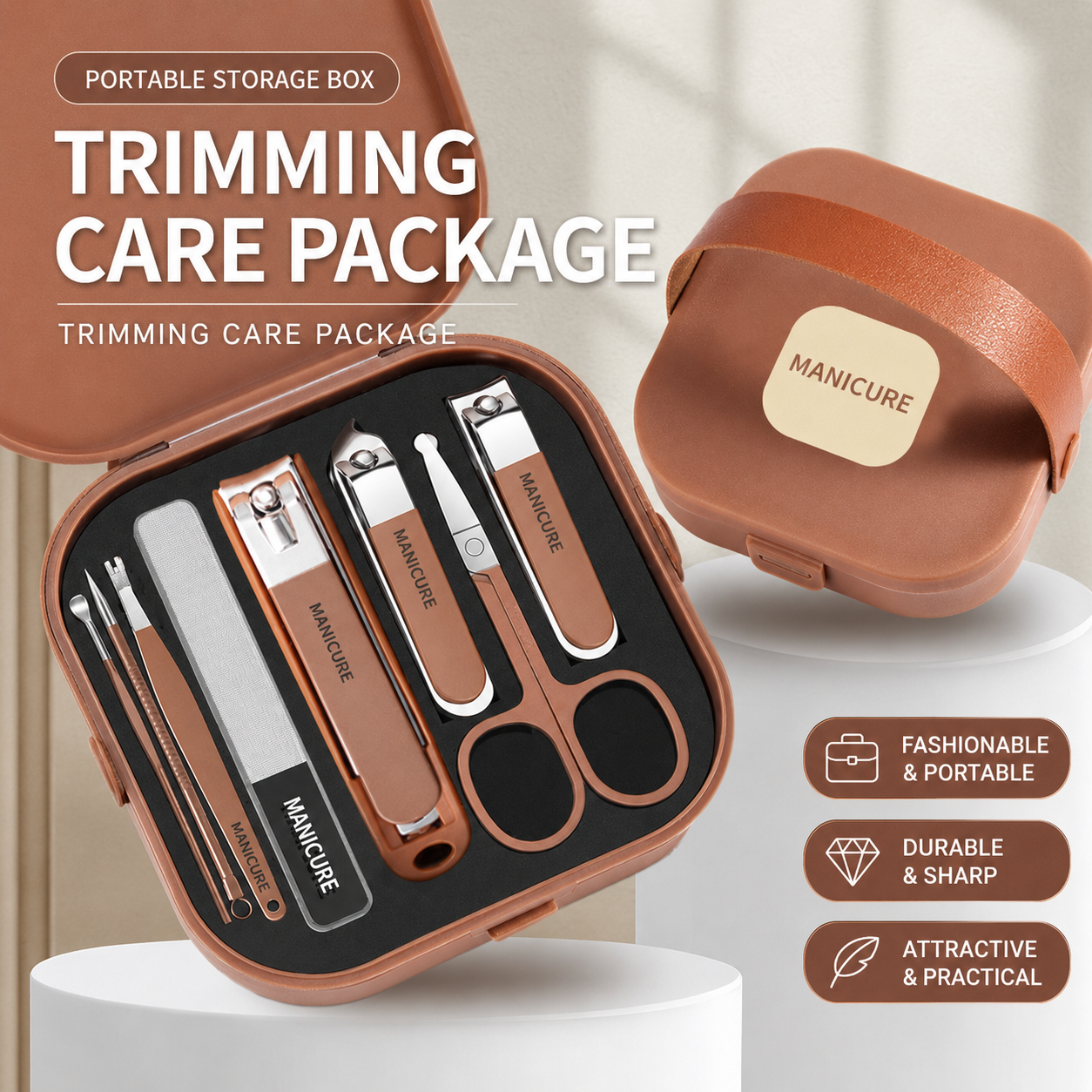 Premium 8-Piece Manicure and Pedicure Set | Stainless Steel Nail Clippers & Grooming Kit with Elegant Portable Travel Case Premium 8-Piece Manicure and Pedicure Set | Stainless Steel Nail Clippers & Grooming Kit with Elegant Portable Travel Case