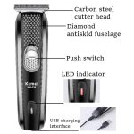 Kemei KM-039 Professional Hair Clipper & Beard Trimmer – Cordless USB Rechargeable Grooming Kit with Stainless Steel Blades, 130-Min Run Time & 3 Guide Combs