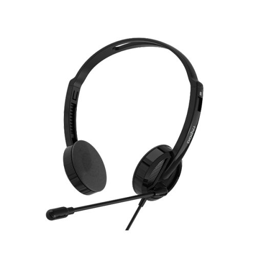 Rapoo H102 Wired Stereo Headphone (Black) – On-Ear Headset with Clear Stereo Sound, Flexible Rotary Microphone, Dual 3.5mm Audio Jacks & 1-Year Warranty