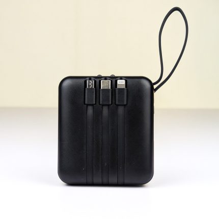 Smart 10000mAh Fast Charging Power Bank – Portable TWS & Phone Charger with Built-in Micro, Type-C, Lightning & USB Cables