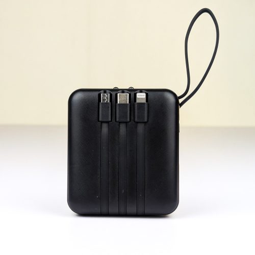 Smart 10000mAh Fast Charging Power Bank – Portable TWS & Phone Charger with Built-in Micro, Type-C, Lightning & USB Cables