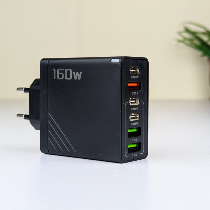 160W Super Fast Multi-Port GaN Charger with 6-in-1 Power Delivery