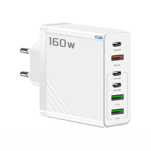 160W Super Fast Multi-Port GaN Charger with 6-in-1 Power Delivery