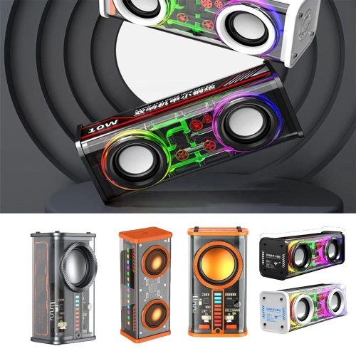 V8 Transparent Mechanical TWS Subwoofer Wireless Bluetooth Speaker