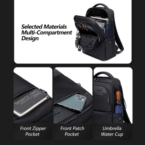 Arctic Hunter B00477 City Hunter Waterproof Anti-Theft Backpack – 15.6 Inch Laptop Compartment, Durable Smart Business Travel Daypack with Hidden Zippers & Ergonomic Padded Support