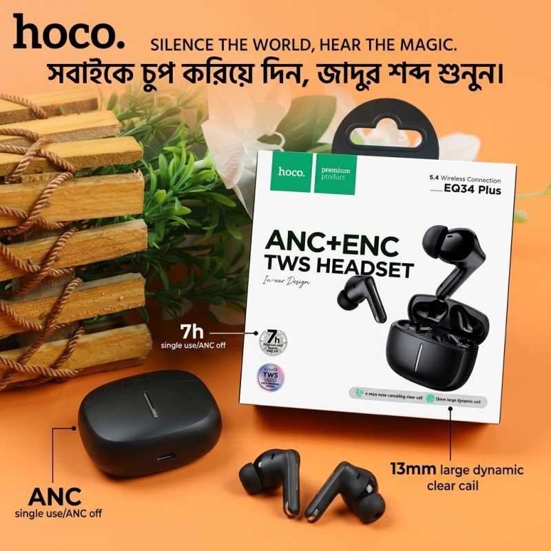 Hoco EQ34 Plus True Wireless ANC+ENC Bluetooth Earbuds