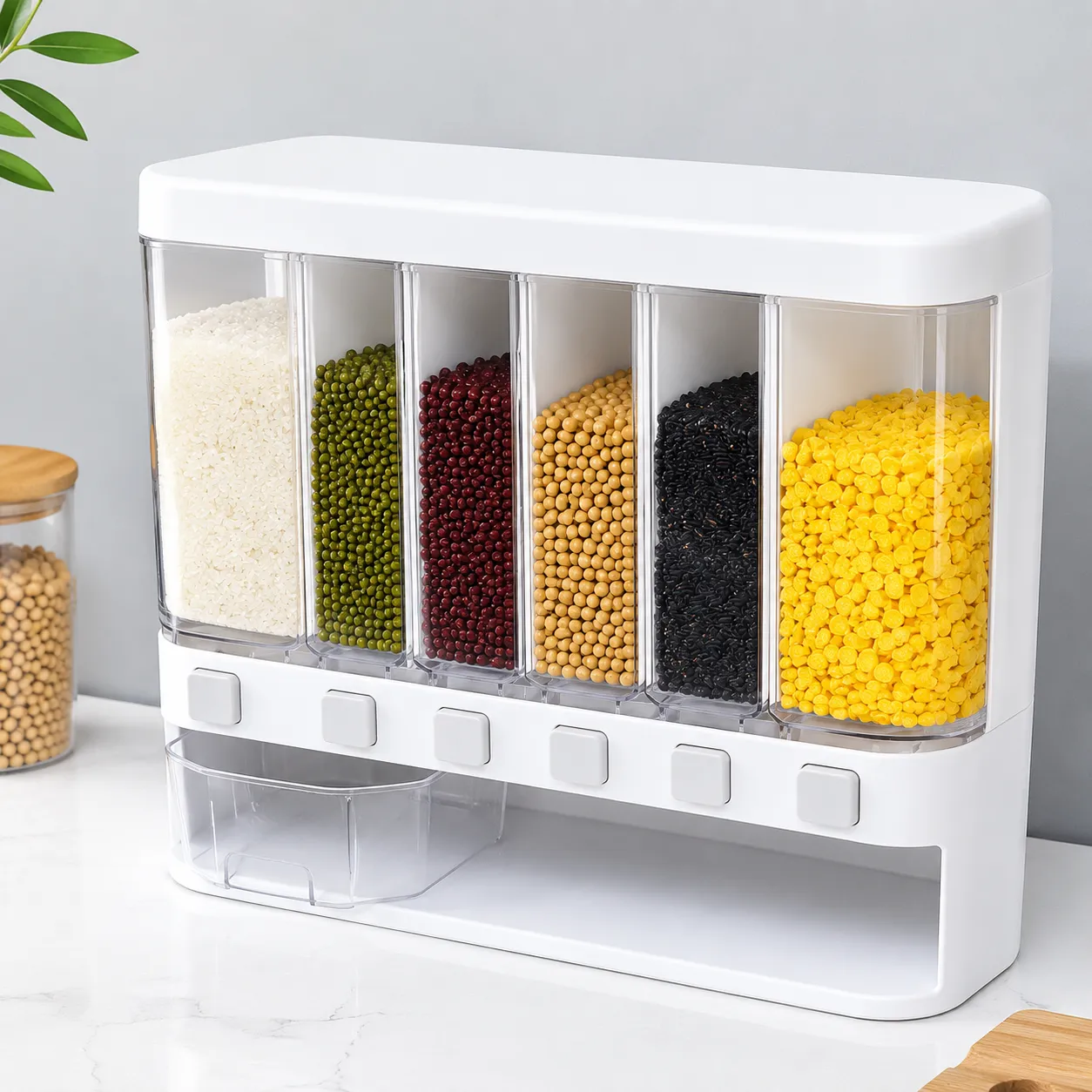 bdb28fca-d1c9-42f2-a966-71814d22daac 6-in-1 Wall Mounted Food Storage Box for Kitchen - Image 1
